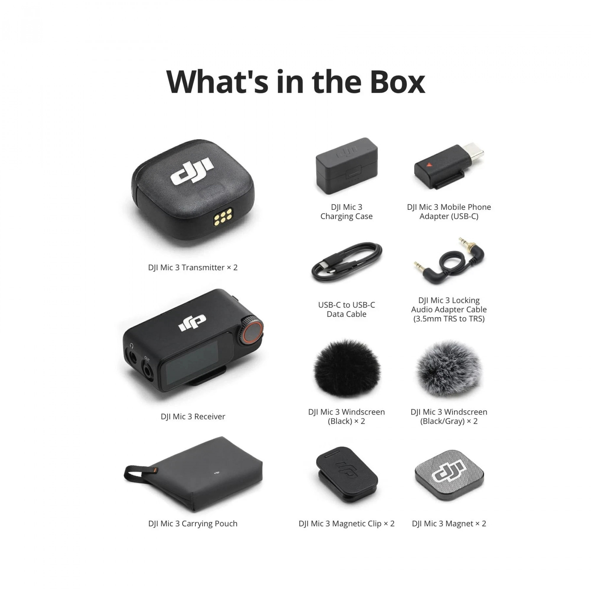 Мікрофонна радіосистема для камери, для смартфона DJI MIC 3 2TX + 1RX + Charging Case